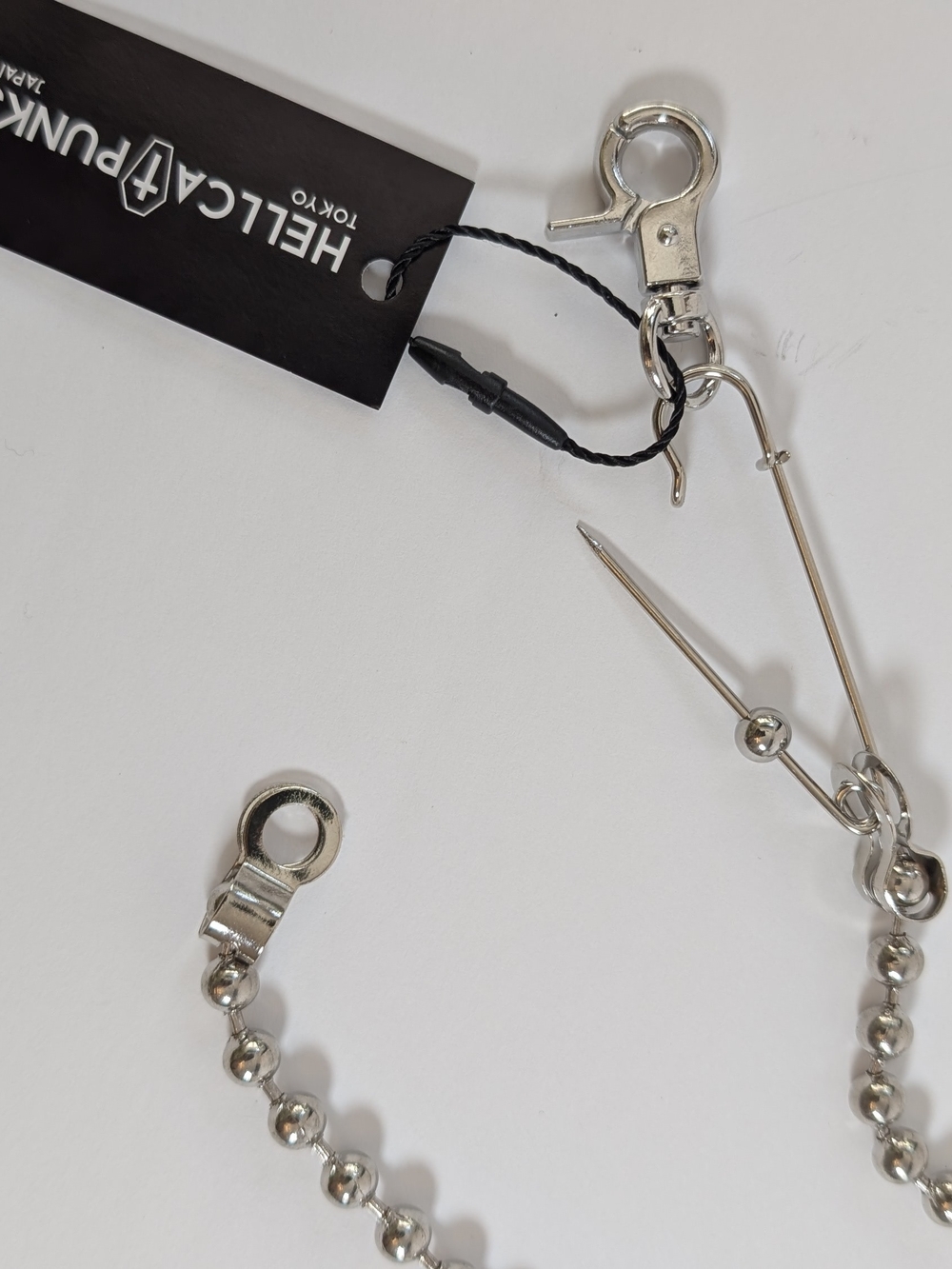 HELLCATPUNKS Safety Pin Ball Chain Choker Necklace Silver OS NWT Archive Punk - Picture 6 of 7